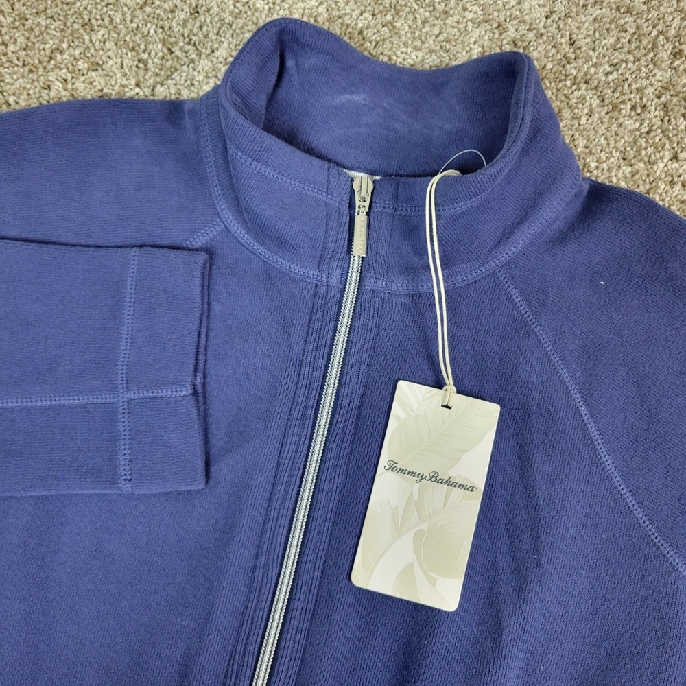 NWT Tommy Bahama Mens Large Solid Blue Performance Stretch Full Zip